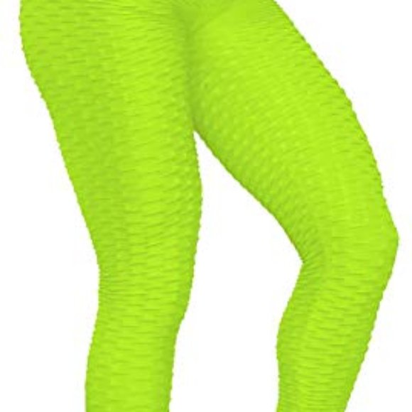 Lime Green High Waist Leggings for Women - Picture 2 of 8
